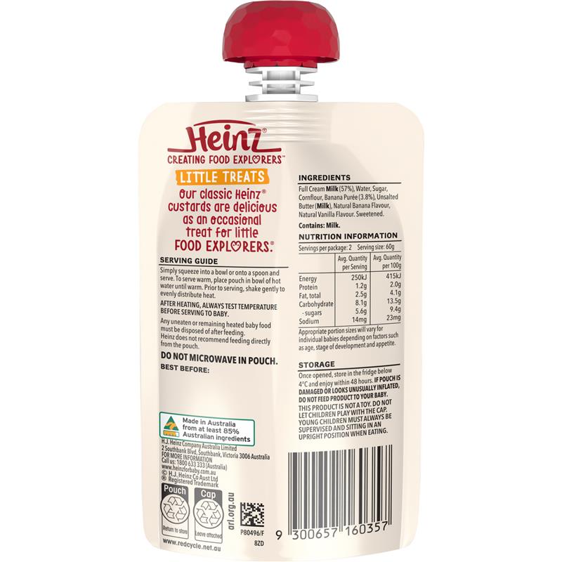 Heinz Custard with Banana Pouch 120g  6m+ - GimmeNow