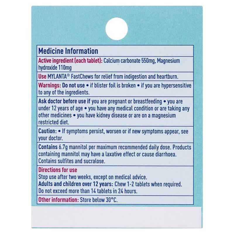 Mylanta 2Go Antacid FastChews Tablets Mint 3 x 8 Pack