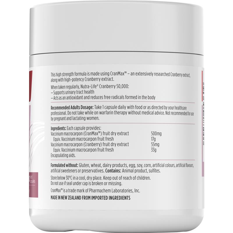 Nutra-Life Cranberry 50000 100 Capsules NEW