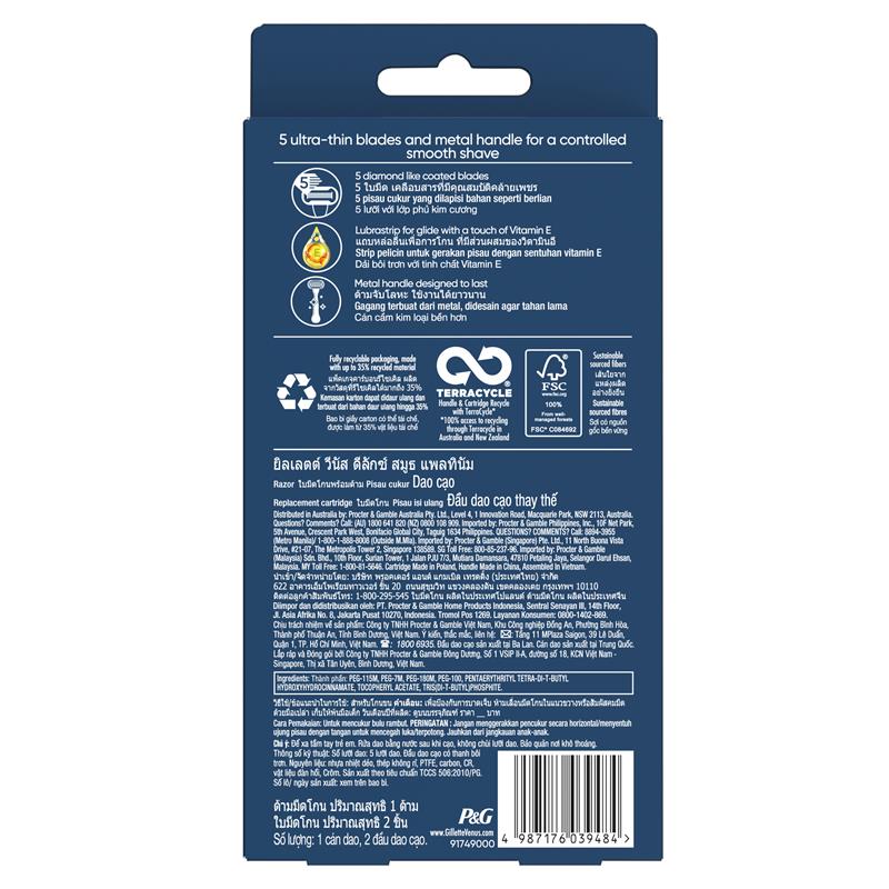 Gillette Venus Deluxe Smooth Platinum + 2 Blade Refills - GimmeNow