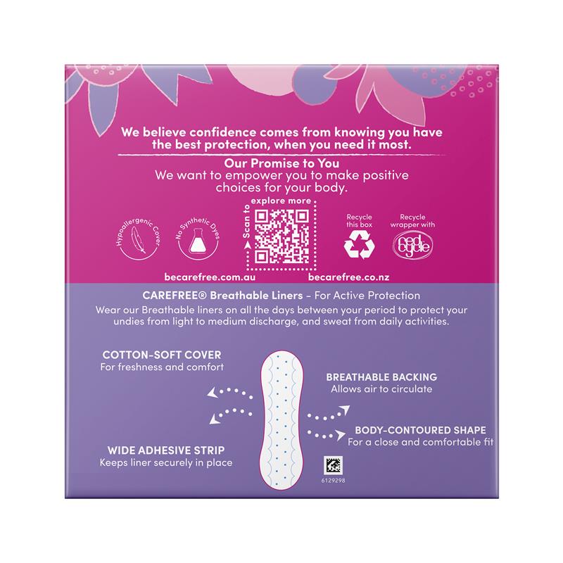 Carefree Breathable Unscented Panty Liners 48 Pack