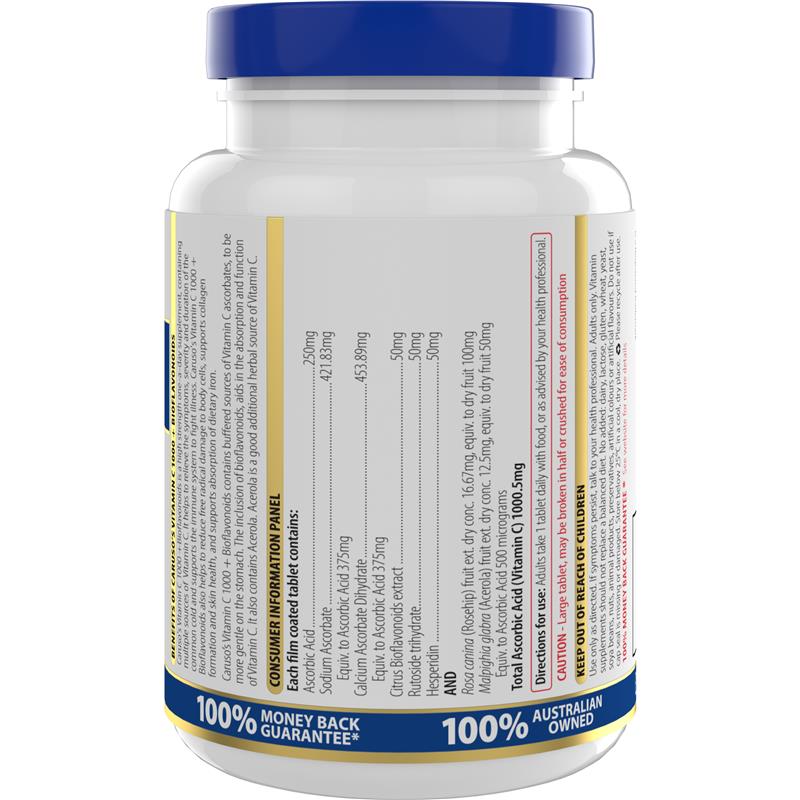 Carusos Vitamin C 1000 + Bioflavanoids 120 Tablets