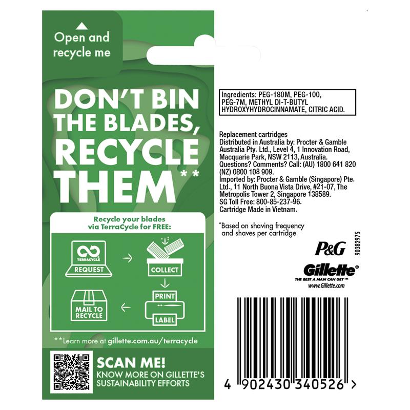 Gillette Mach 3 Turbo 3D Cartridges 4 Pack