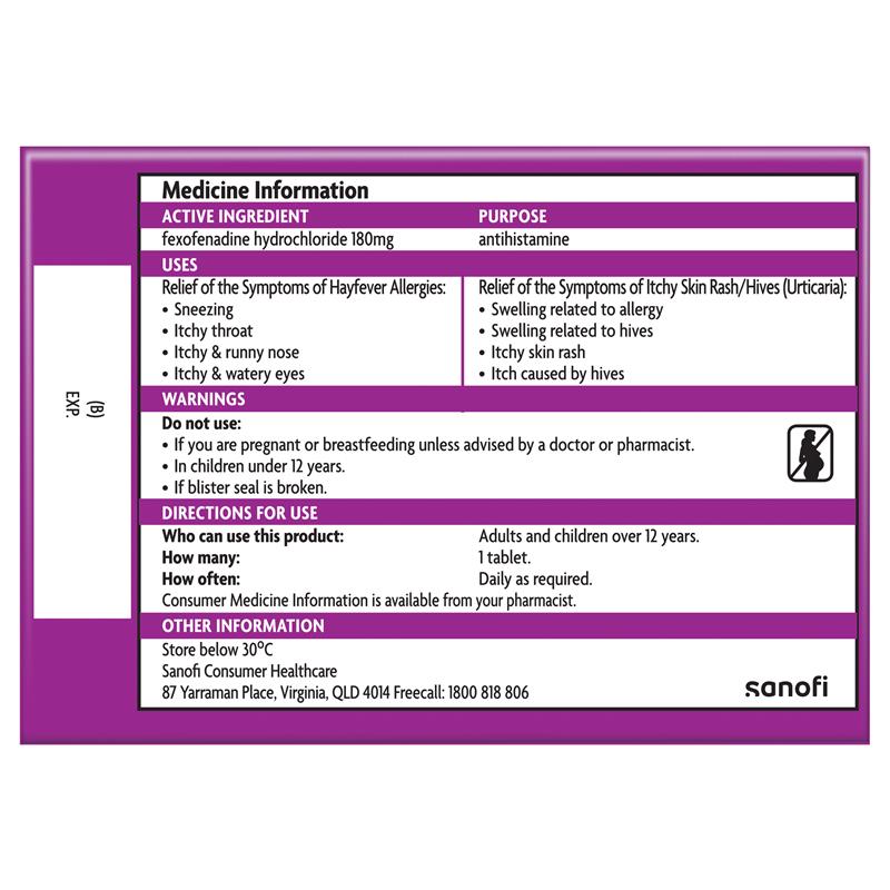 Telfast 180mg 100 Tablets Exclusive Size - GimmeNow