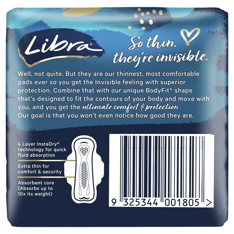 Libra Pads Invisible Body Fit with Wings Regular 12