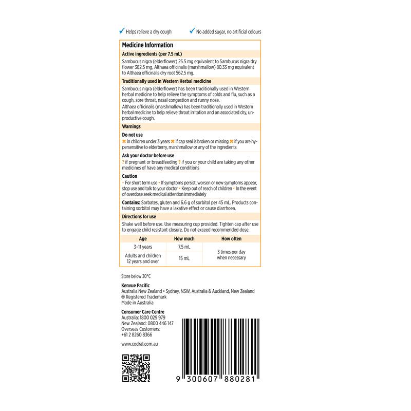 Codral Kids Cold & Flu Dry Cough 200mL