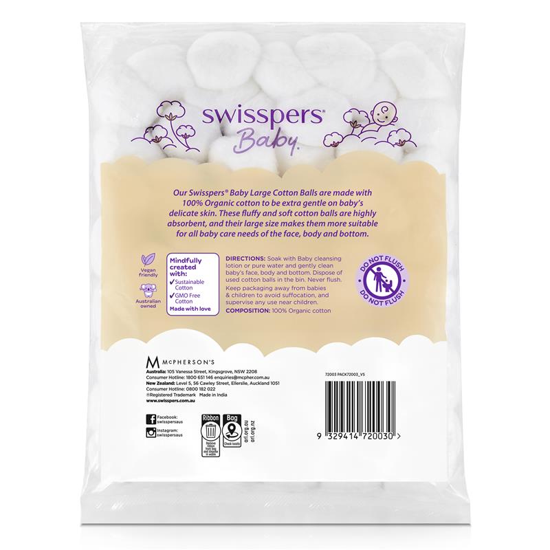 Swisspers Baby Organic Cotton Large Balls 60