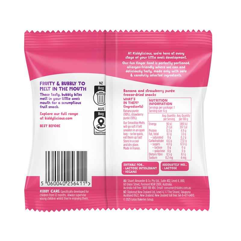 Kiddylicious Melts Strawberry and Banana 6g