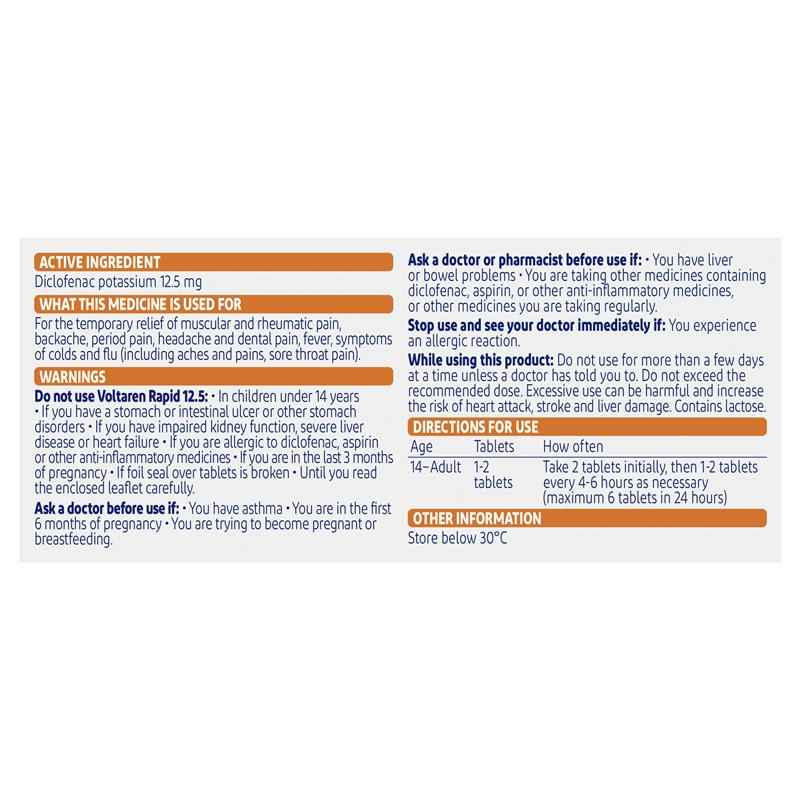 Voltaren Rapid 12.5mg Pain Relief Tablets 20