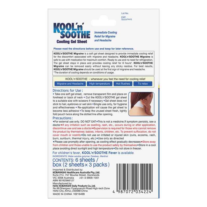 Kool n Soothe Migraine Relief - 6 sheets