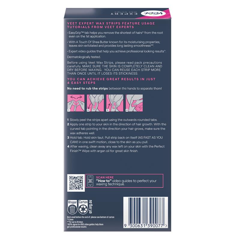 Veet Expert Legs & Body Hair Removal Cold Wax Strips 40 pack