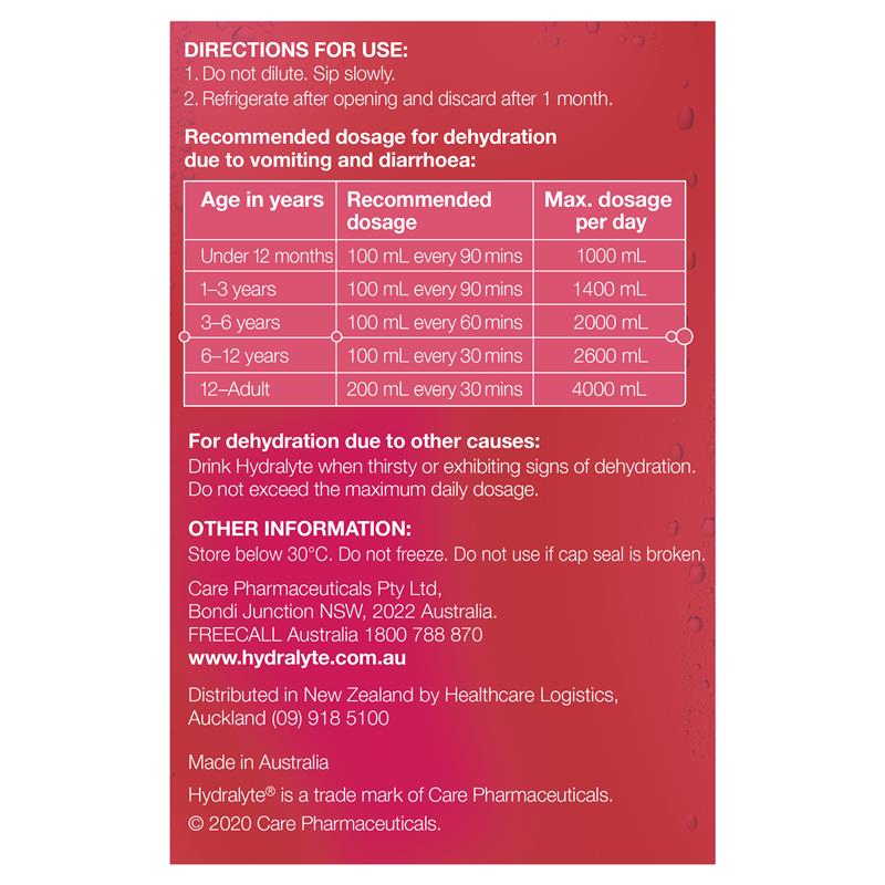 Hydralyte Electrolyte Strawberry and Kiwi 4x250ml Solution