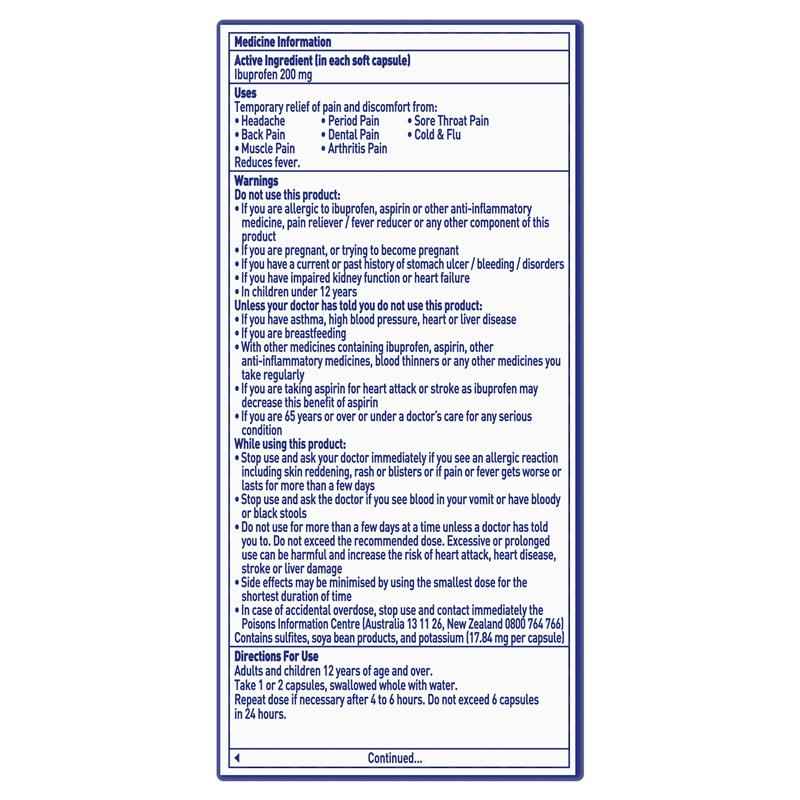 Advil Ibuprofen Pain Relief 40 Liquid Capsules