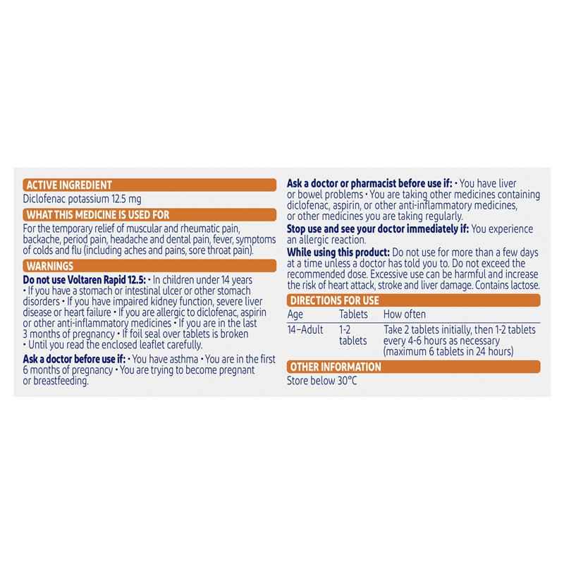 Voltaren Rapid 12.5, Pain Relief Tablets 10