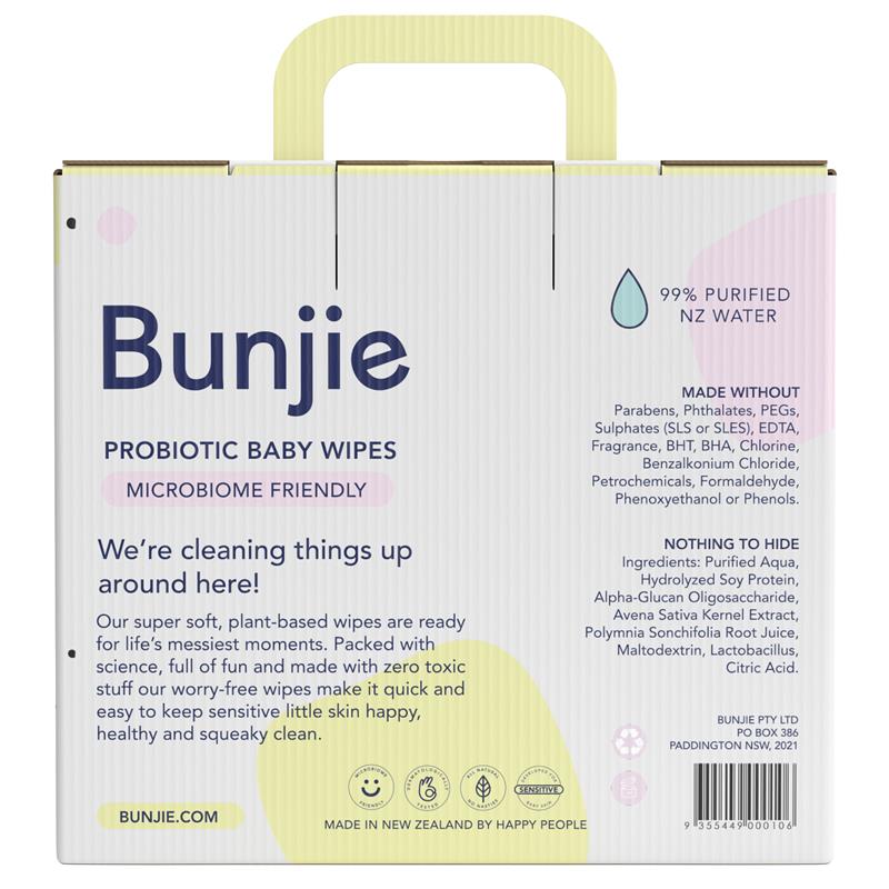 Bunjie Probiotic Baby Wipes 3 x 80 Pack - GimmeNow