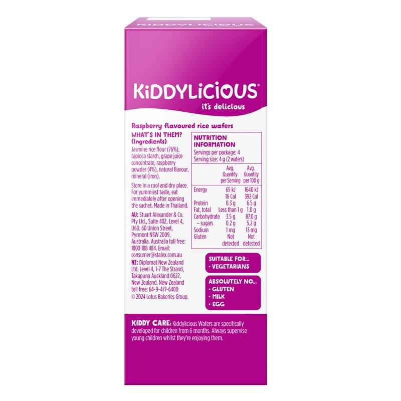 Kiddylicious Wafers Raspberry 4 X 4g Pack