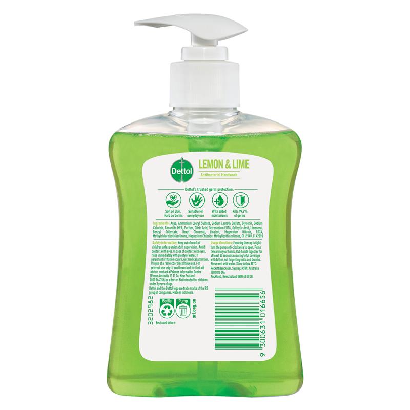 Dettol Lemon & Lime Antibacterial Hand Wash Pump 250ml - GimmeNow