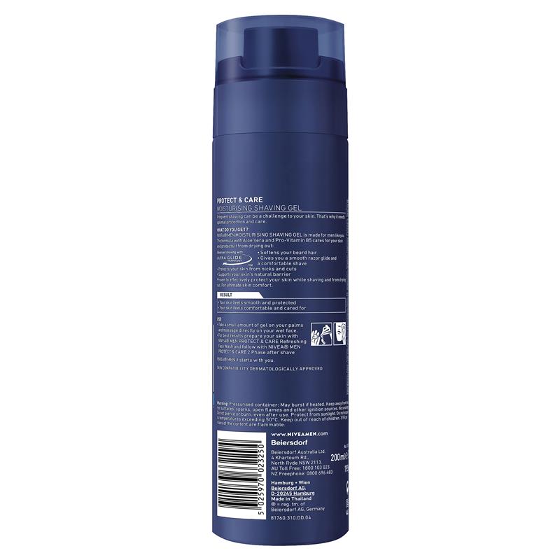 NIVEA MEN Protect & Care Shaving Gel Moisturising 200ml - GimmeNow