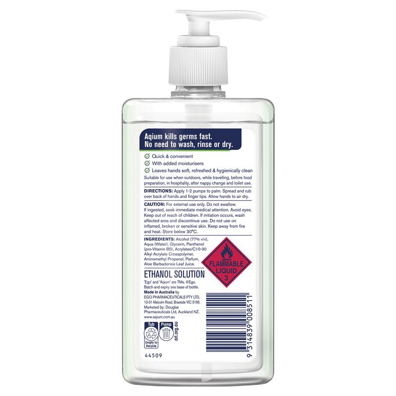 Aqium Antibacterial Hand Sanitiser (Aloe) 375Ml