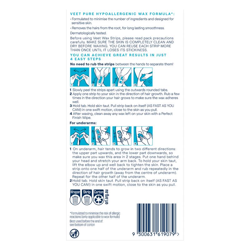 Veet Pure Cold Wax Strips Leg 40 Pack