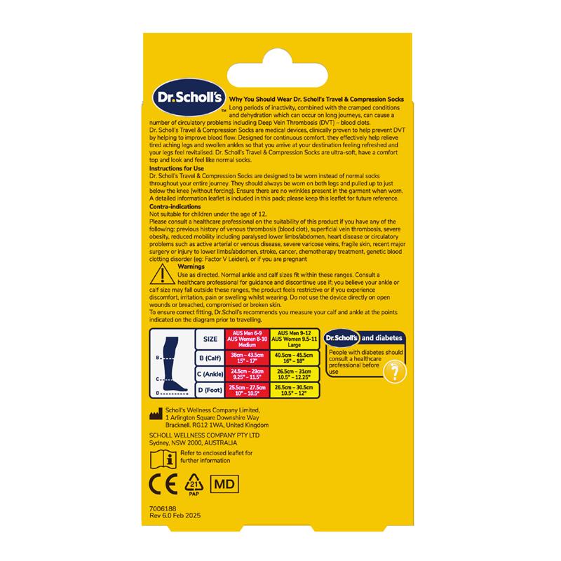 Scholl Travel and Compression Socks Black Small