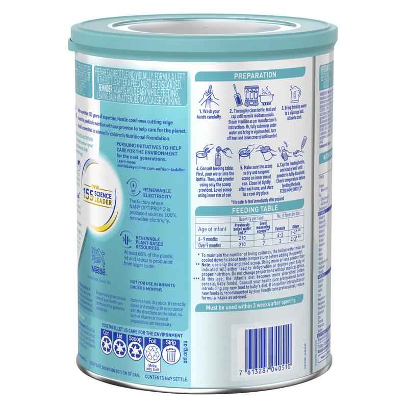 Nestle NAN OPTIPRO 2 Premium Baby Follow-on Formula Powder, From 6 to 12 Months – 800g