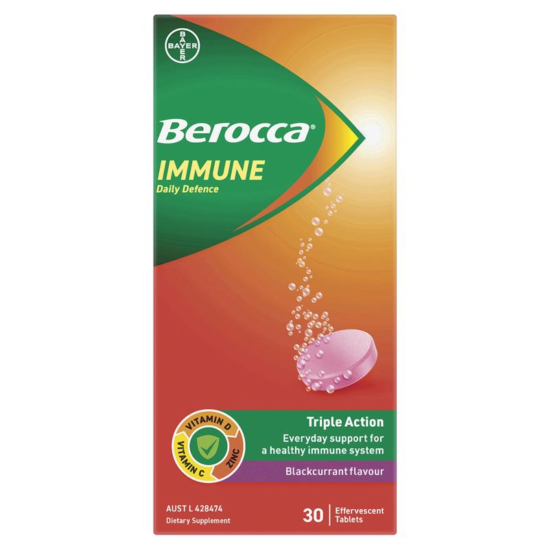 Berocca Immune Daily Defence Blackcurrant 30 Effervescent Tablets - GimmeNow