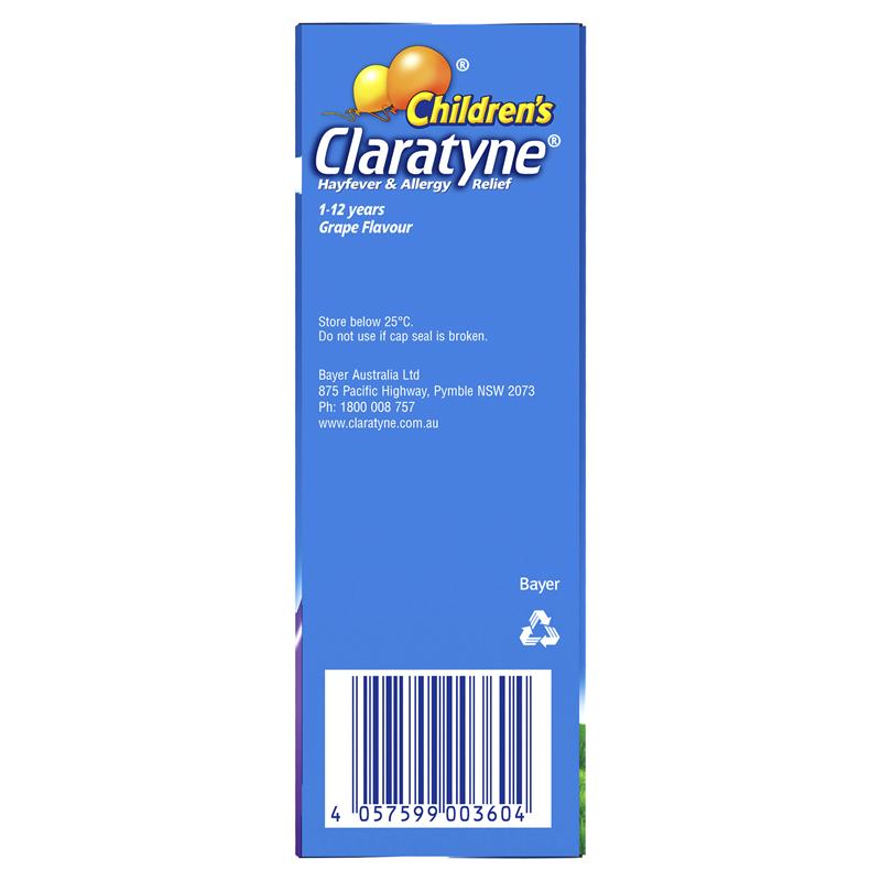 Children's Claratyne Allergy & Hayfever Relief Syrup For Kids Grape Flavour 120mL - GimmeNow