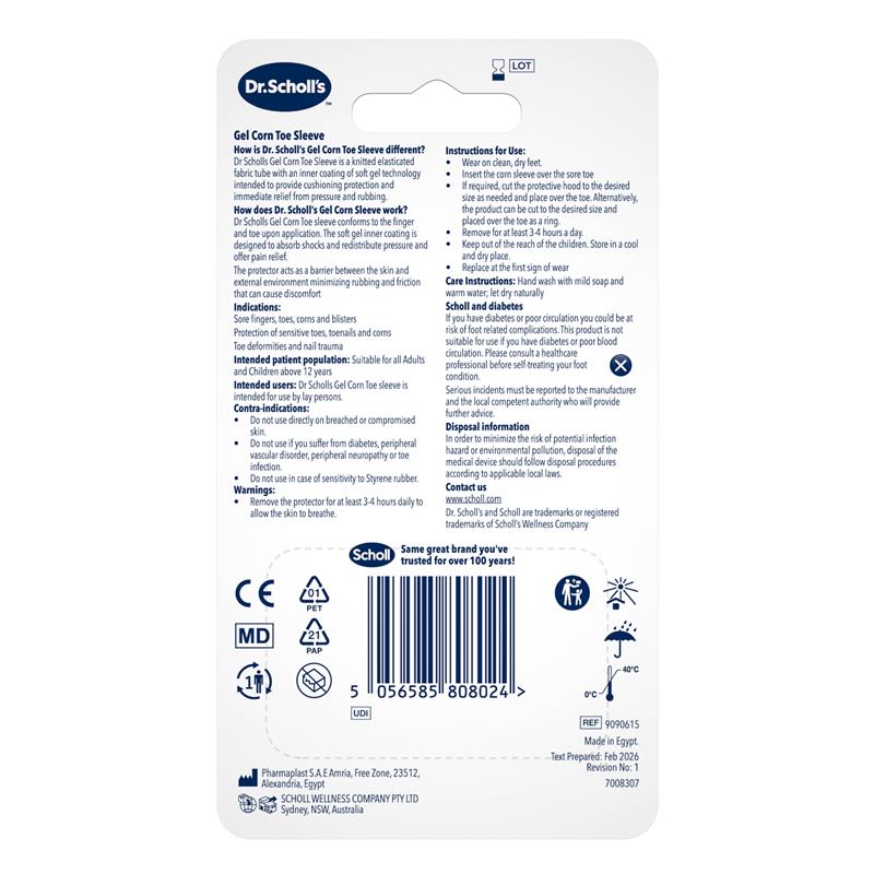 Scholl Corn Gel Toe Sleeve