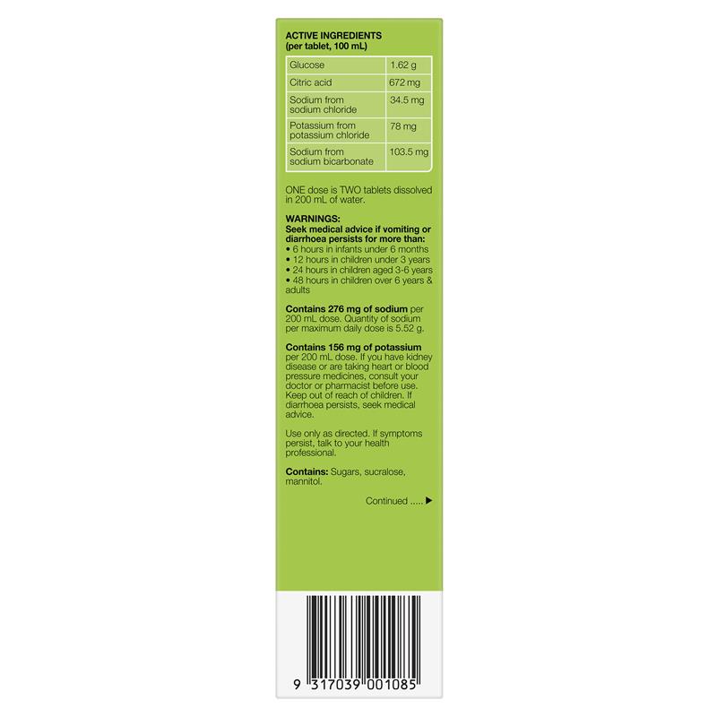 Hydralyte Effervescent Lemon Lime Electolyte Tablets 20 Pack