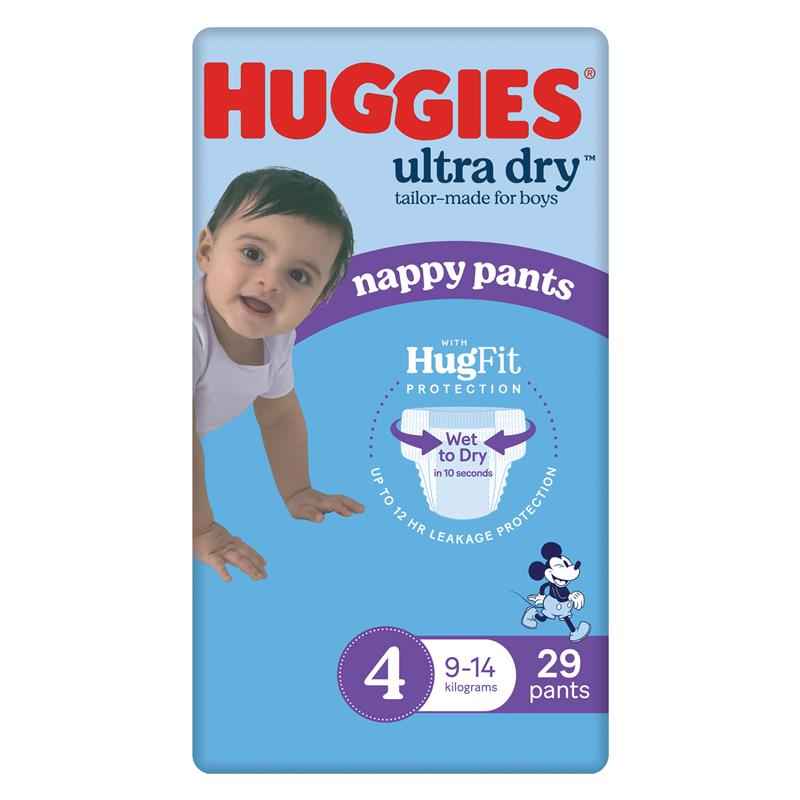 Huggies Ultra Dry Nappy Pants Size 4 9-14kg Boy 29 Pack