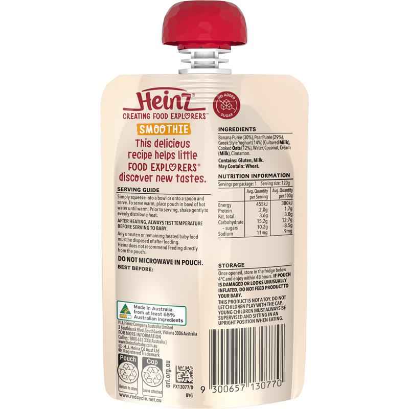 Heinz Banana & Oat Smoothie with Greek style Yoghurt Pouch 120g 8m+