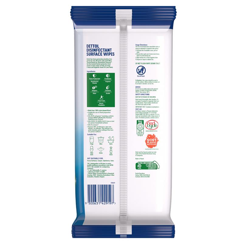 Dettol Antibacterial Disinfectant Surface Biodegradable Cleaning Wipes 110 Pack - GimmeNow
