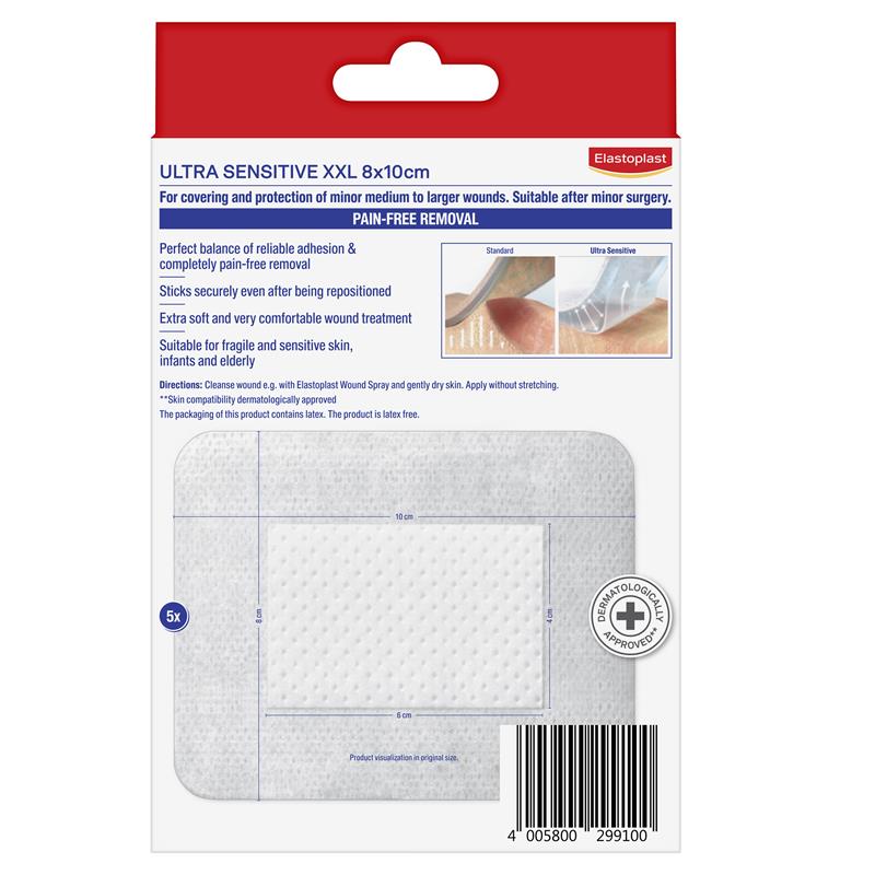 Elastoplast Ultra Sensitive Dressing XXL 8 x 10cm 5 Pack - GimmeNow