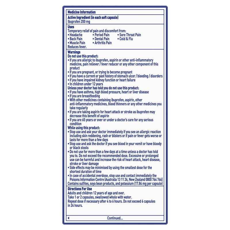 Advil Ibuprofen Pain Relief 20 Liquid Capsules