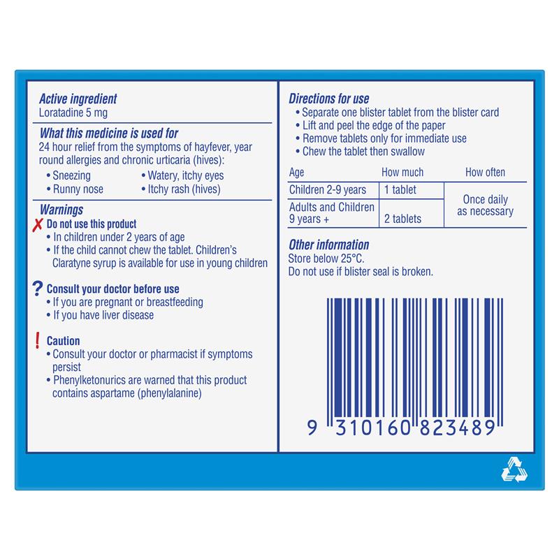 Children's Claratyne Allergy & Hayfever Relief Antihistamine For Kids Grape Chewable Tablets 30 pack - GimmeNow