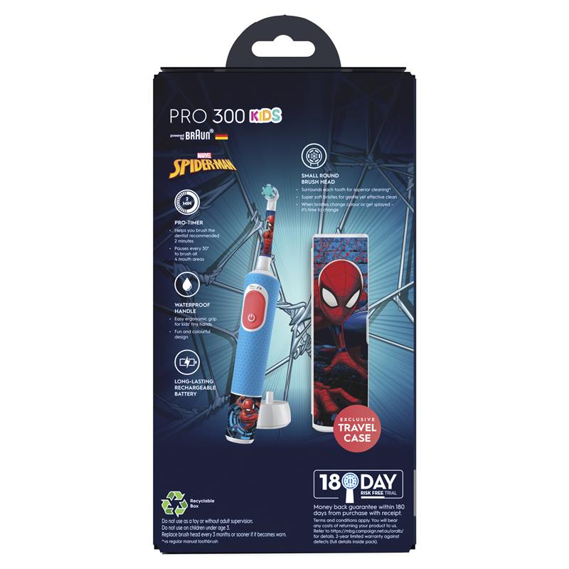 Oral B Power Toothbrush Pro 300 Kids Spiderman - GimmeNow