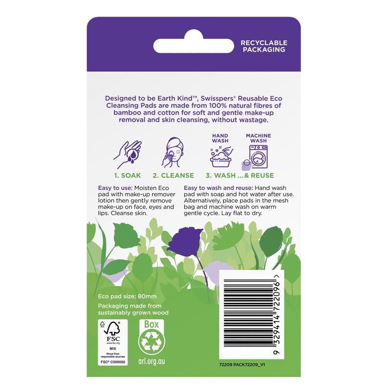Swisspers Earth Kind Reusable Eco Cleansing Pads 4 Pack