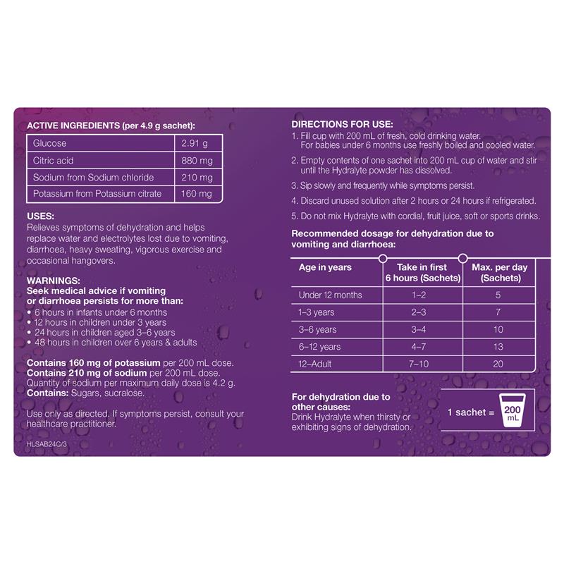 Hydralyte Apple Blackcurrant Sachets 4.9g x 24 - GimmeNow