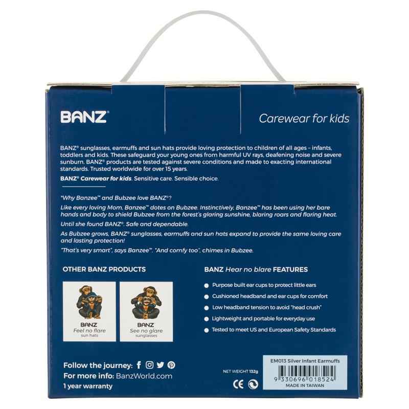 Banz Ear Muffs Mini 3+ Months to 2 Years Silver