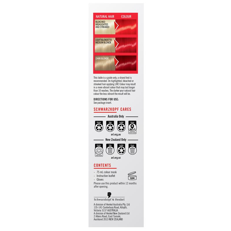 Schwarzkopf LIVE Colour Pillar Box Red Semi Permanent 75ml