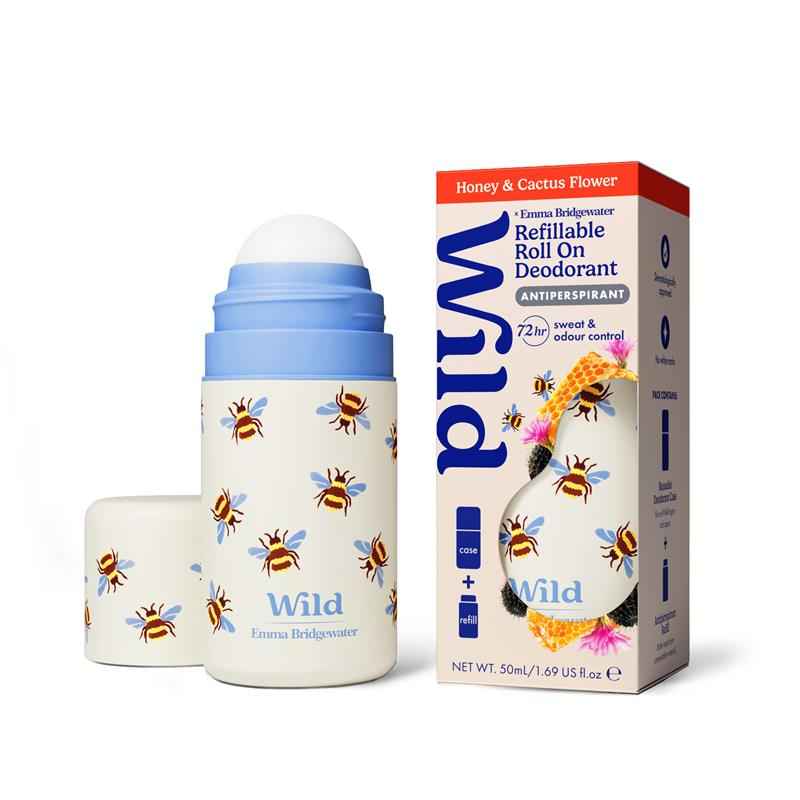 Wild Deodorant Antiperspirant Roll On Emma Bridgewater Bee Case Honey & Cactus Flower 50ml