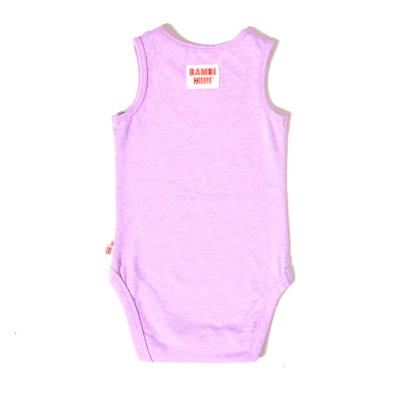 Bambi Mini Co. Supersinglet Bodysuit Girls Purple Flowers and Candy Stripe 2 pack 6-12