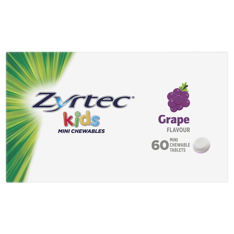 Zyrtec Kids Chewable Grape 60 Tablets