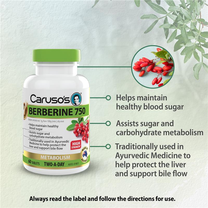 Carusos Berberine 750 60 Tablets - GimmeNow
