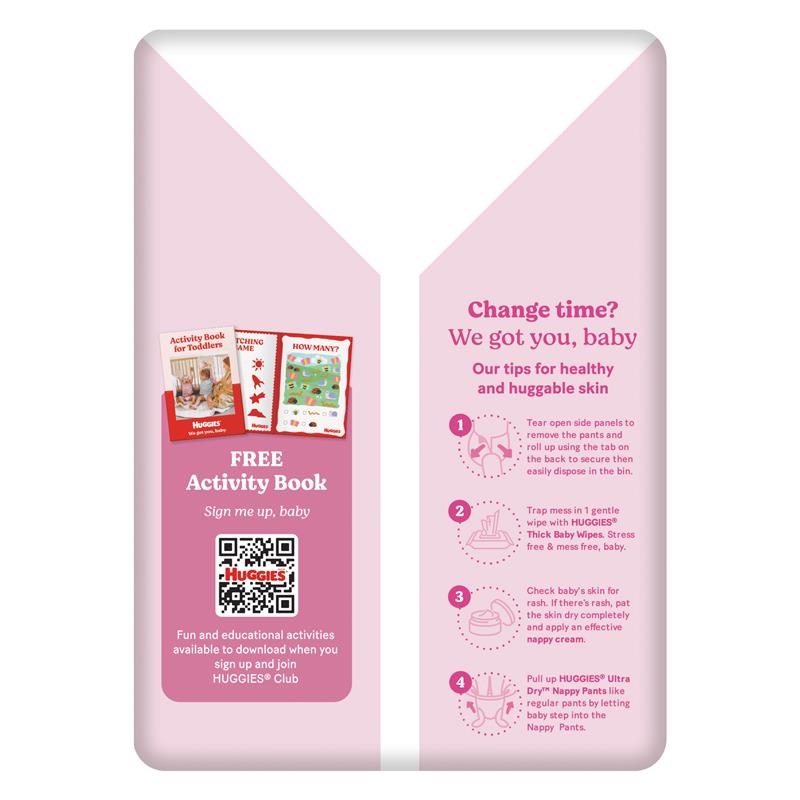 Huggies Ultra Dry Nappy Pants Size 5 12-17kg Girl 26 Pack