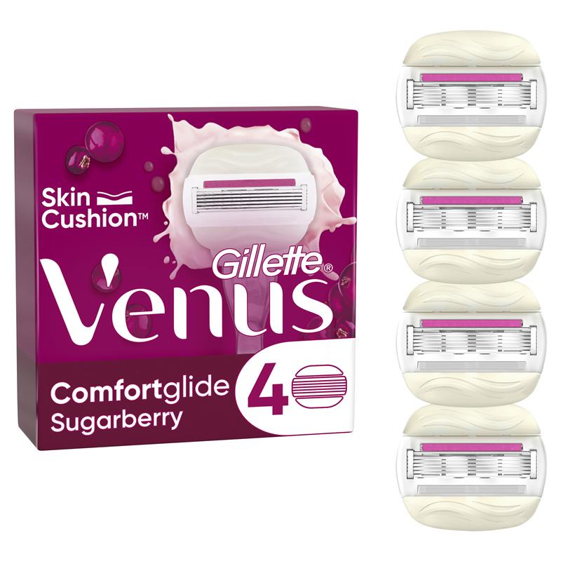 Gillette Venus Comfort Glide Sugarberry Blade Refills 4 Pack