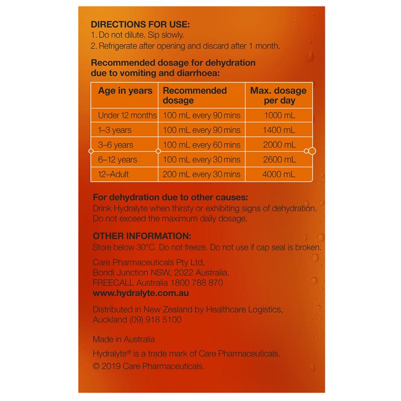 Hydralyte Electrolyte Orange 4 Pack (4x250ml) Solution - GimmeNow