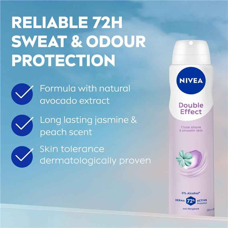 NIVEA Double Effect Aerosol Deodorant 72H Protection 250ml