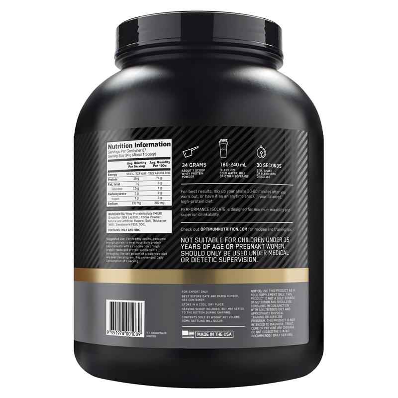 Optimum Nutrition Isolate Chocolate Milkshake 2.28kg